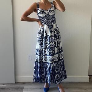 & Other Stories Blue and White Patterned Mini Dress